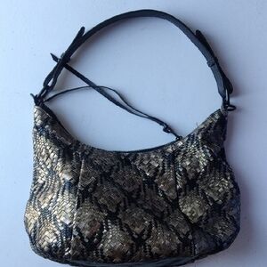 Woven Metallic Black and Gold Shoulder Bag